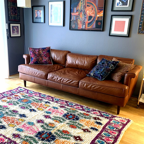 Purple Handwoven High Pile Wool Rug from Guatemala - 5 x 7 Feet