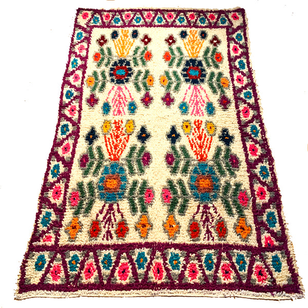 Purple Handwoven High Pile Wool Rug from Guatemala - 5 x 7 Feet