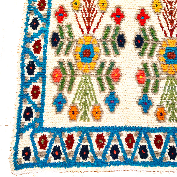 Turquoise Handwoven High Pile Wool Rug from Guatemala - 5 x 7 Feet