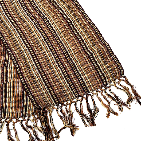 Brown Hand Woven Cotton & Silk Scarf Made in Guatemala
