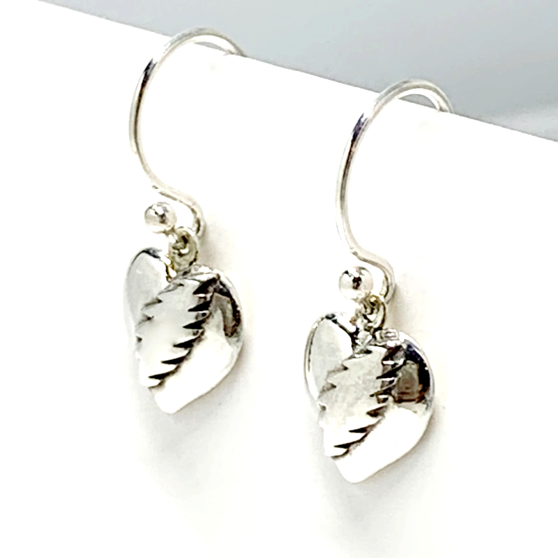 NFA Heart & Bolt Sterling Silver Dangle Style Earrings
