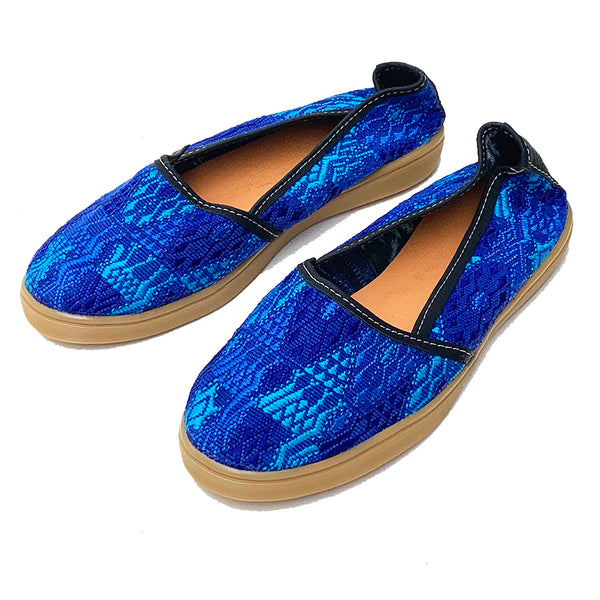 Handmade Vintage Blue Huipil Slip On Shoes