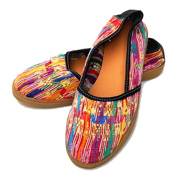 Handmade Vintage Multi Colored Huipil Slip On Shoes