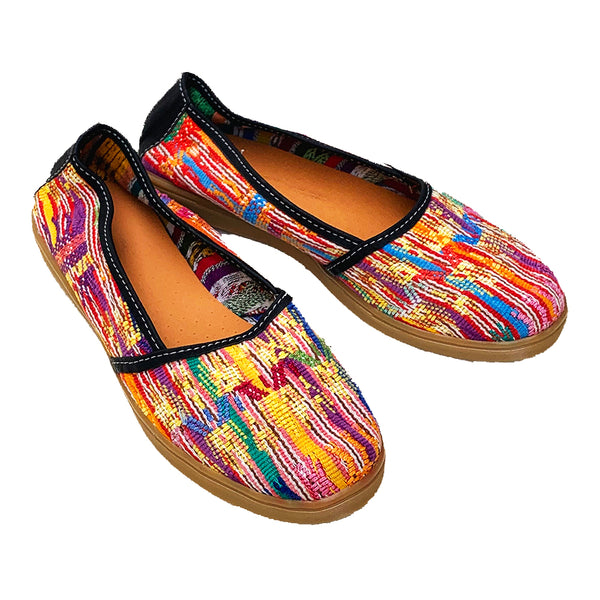 Handmade Vintage Multi Colored Huipil Slip On Shoes
