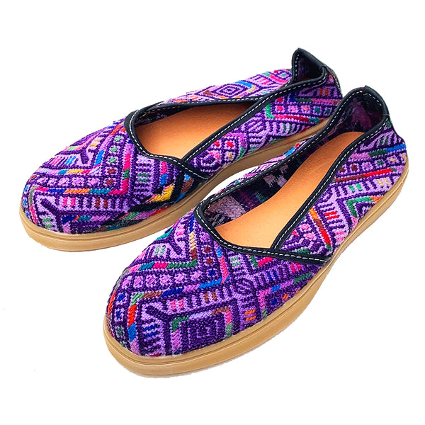 Handmade Vintage Purple Huipil Slip On Shoes