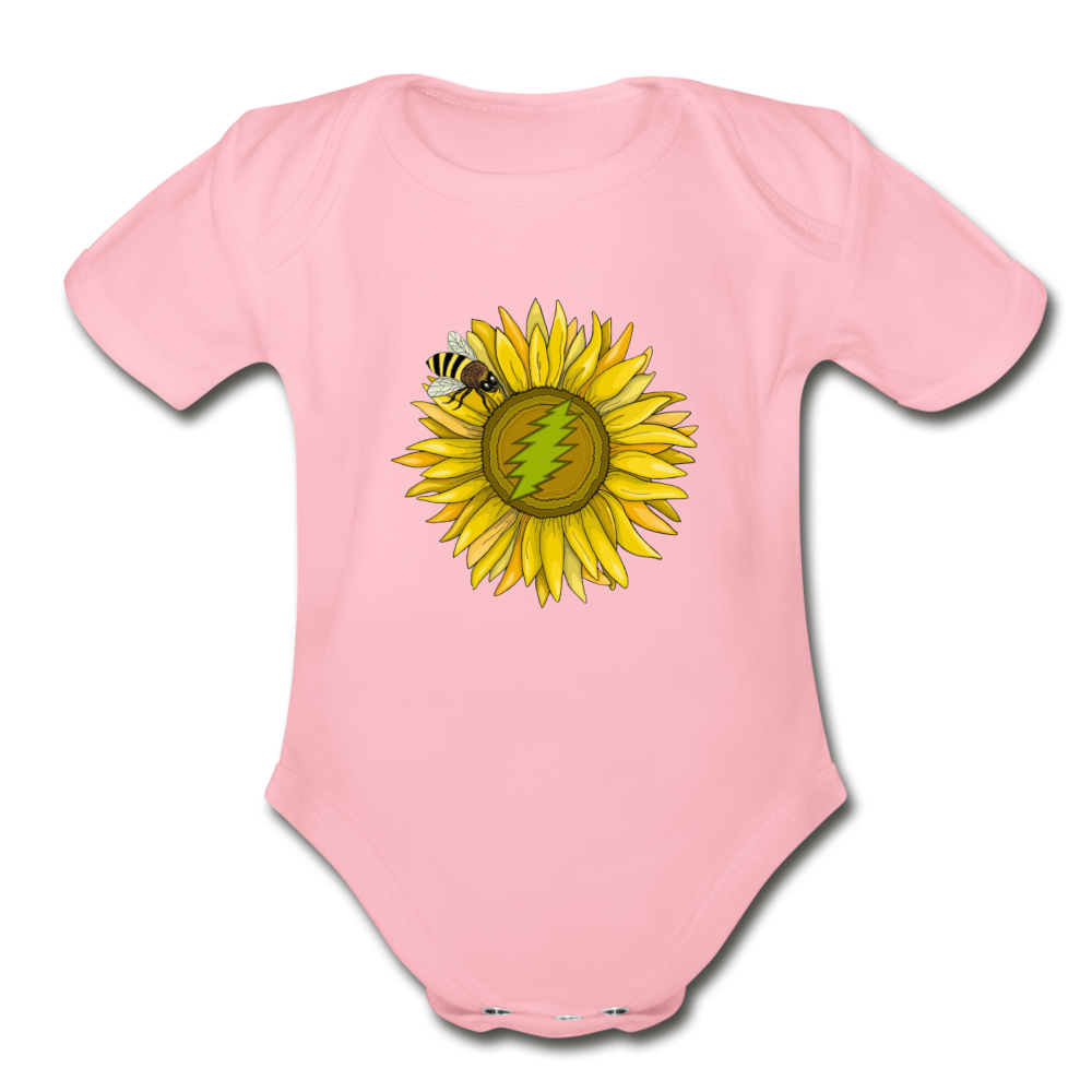 Organic Short Sleeve Baby Bodysuit - light pink