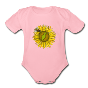 Organic Short Sleeve Baby Bodysuit - light pink