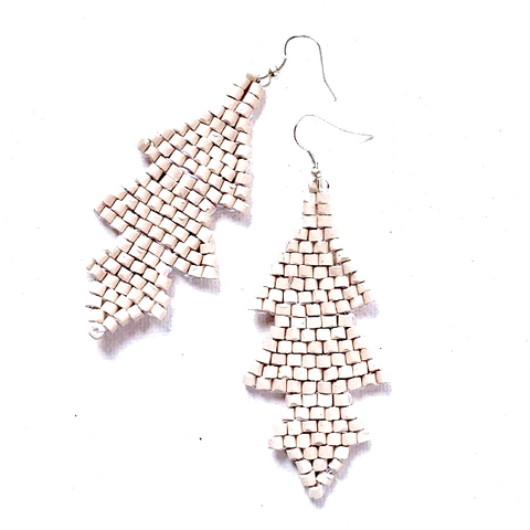 White Ceramic Beaded Arrow Earrings