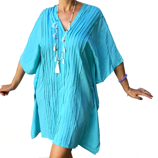 Turquoise Ribbed Tunic / Bathing Suit Cover Up